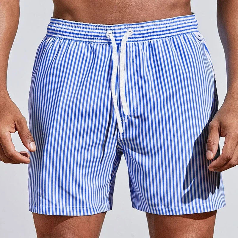 Emilio - Men's Striped Drawstring Swim Shorts