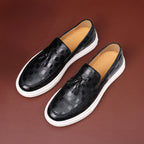 Eric - Men's Patterned Leather Loafers with Tassels