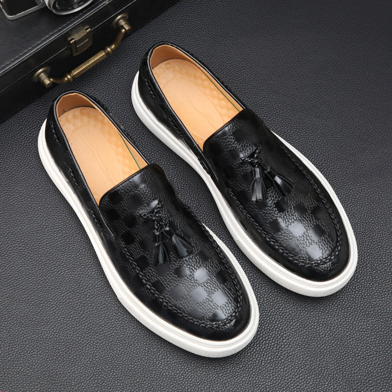 Eric - Men's Patterned Leather Loafers with Tassels