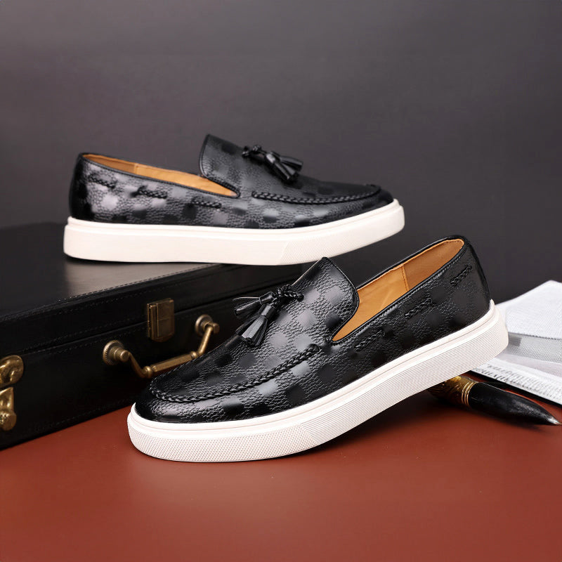 Eric - Men's Patterned Leather Loafers with Tassels