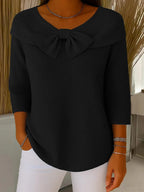 Evangeline - Women's Ribbed Bow-Neck Top