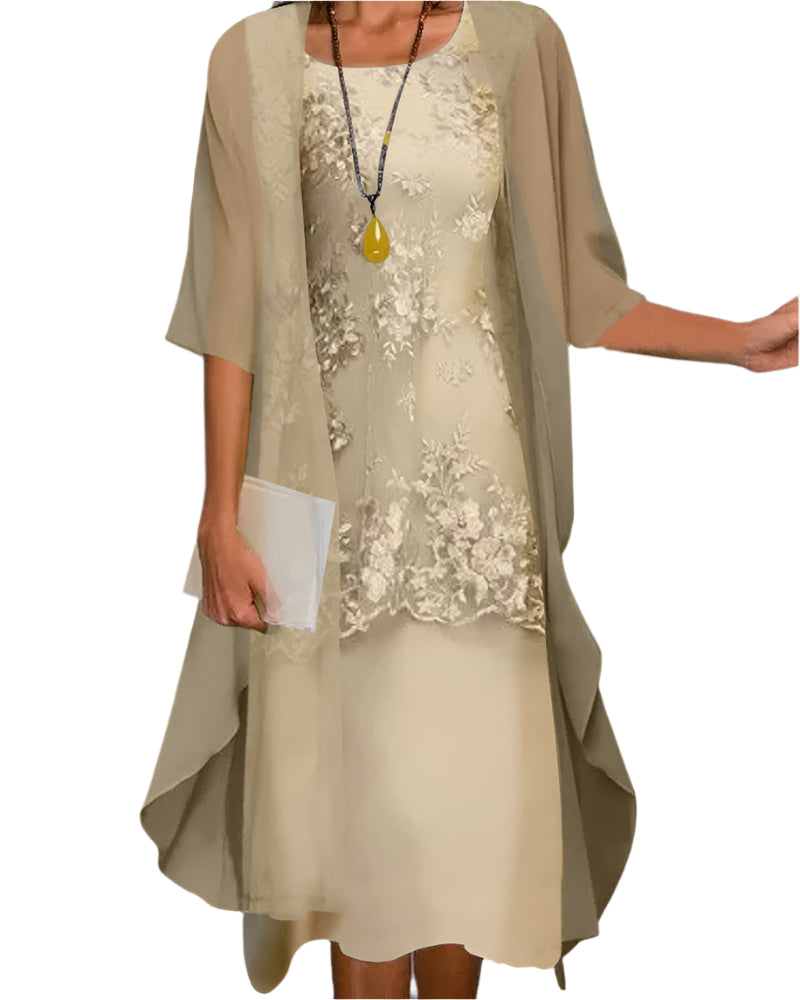 Everly - Women's Lace-Panel Layered Dress