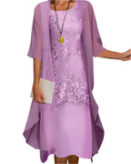 Everly - Women's Lace-Panel Layered Dress