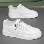 Ezekiel - Men's Lace-Up Leather Low-Top Sneakers with Side Zip