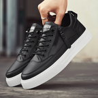 Ezekiel - Men's Lace-Up Leather Low-Top Sneakers with Side Zip