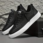 Ezekiel - Men's Lace-Up Leather Low-Top Sneakers with Side Zip