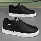 Ezekiel - Men's Lace-Up Leather Low-Top Sneakers with Side Zip