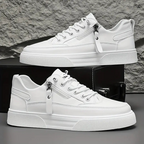 Ezekiel - Men's Lace-Up Leather Low-Top Sneakers with Side Zip