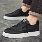 Ezekiel - Men's Lace-Up Leather Low-Top Sneakers with Side Zip
