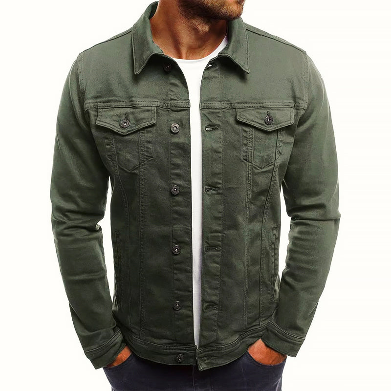 Fernando - Men's Button-Front Trucker Jacket with Chest Pockets