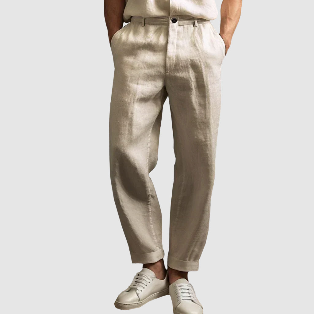 Finn - Men's Linen Straight-Leg Trousers
