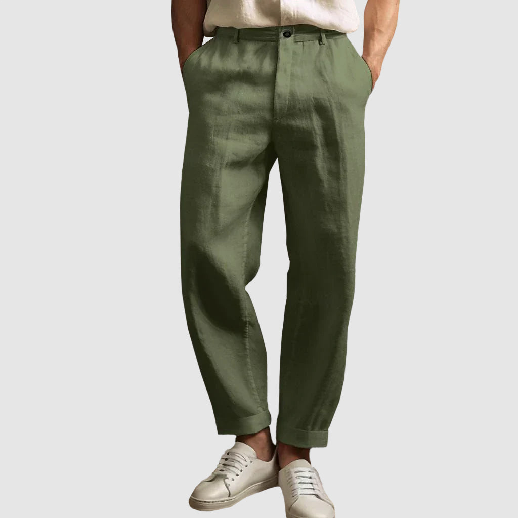 Finn - Men's Linen Straight-Leg Trousers
