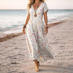 Florencia - Women's Floral V-Neck A-Line Dress
