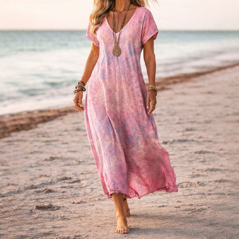 Florencia - Women's Floral V-Neck A-Line Dress