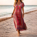 Florencia - Women's Floral V-Neck A-Line Dress