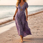 Florencia - Women's Floral V-Neck A-Line Dress