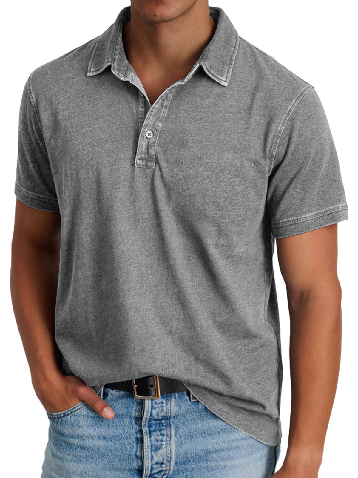 Foster - Men's Button-Front Polo with Notch Collar
