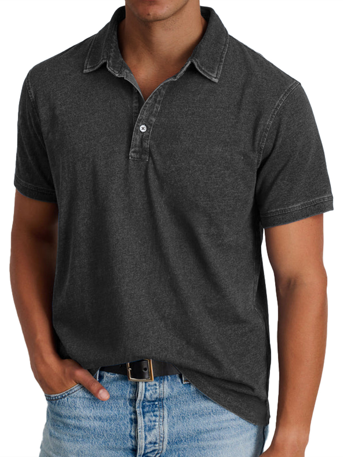 Foster - Men's Button-Front Polo with Notch Collar