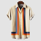 Francis - Men's Geometric Stripe Button-Front Short Sleeve Shirt