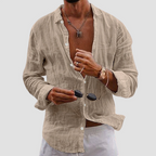 Gabriel - Men's long Sleeve Linen  Button-Front Shirt