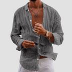 Gabriel - Men's long Sleeve Linen  Button-Front Shirt