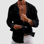 Gabriel - Men's long Sleeve Linen  Button-Front Shirt