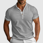 Gavin - Men's Textured Henley with Contrast Trim Short Sleeve Shirt