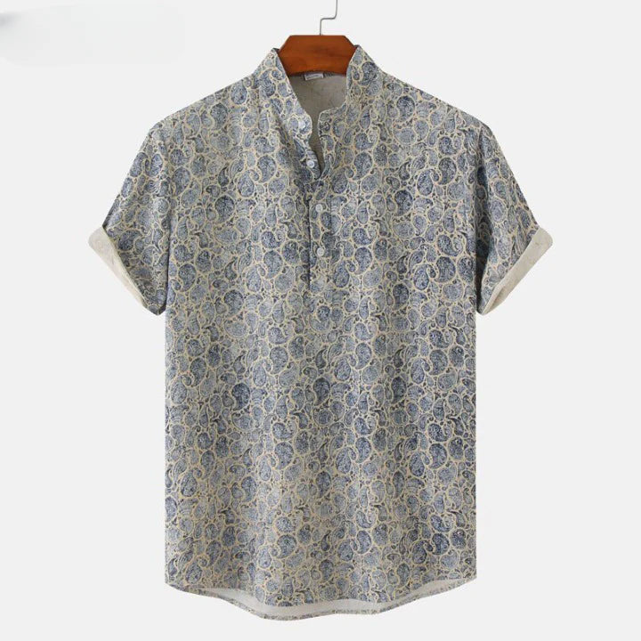 George - Men's Botanical Print Button Henley Shirt
