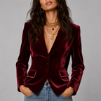 Haisley - Women's Velvet Tailored Blazer with Notch Lapel