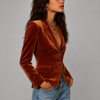 Haisley - Women's Velvet Tailored Blazer with Notch Lapel