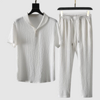 Hayden - Men's Textured Short-Sleeve Shirt and Drawstring Pants Set