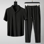 Hayden - Men's Textured Short-Sleeve Shirt and Drawstring Pants Set