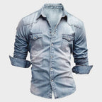 Haydn - Men's Long Sleeve Denim Shirt with Chest Pockets