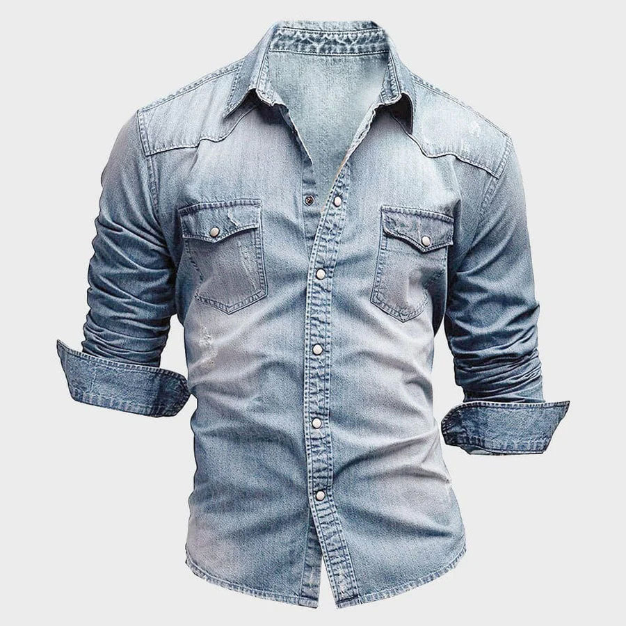 Haydn - Men's Long Sleeve Denim Shirt with Chest Pockets