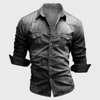 Haydn - Men's Long Sleeve Denim Shirt with Chest Pockets