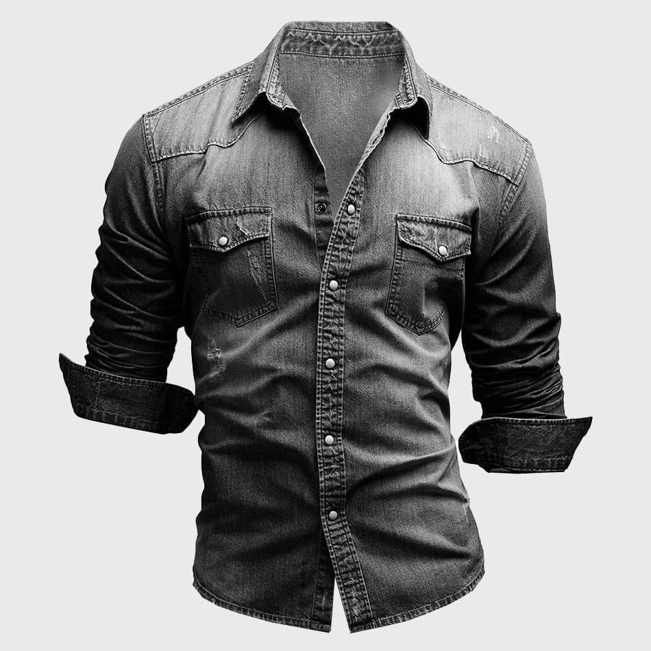 Haydn - Men's Long Sleeve Denim Shirt with Chest Pockets
