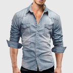 Haydn - Men's Long Sleeve Denim Shirt with Chest Pockets