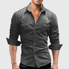 Haydn - Men's Long Sleeve Denim Shirt with Chest Pockets
