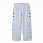 Hazel - Women's Pinstripe Button-Detail Cuffed Trousers