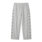 Hazel - Women's Pinstripe Button-Detail Cuffed Trousers