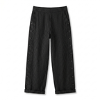 Hazel - Women's Pinstripe Button-Detail Cuffed Trousers