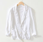 Hendrix - Men's Linen Blazer with Notch Lapel and Button Front