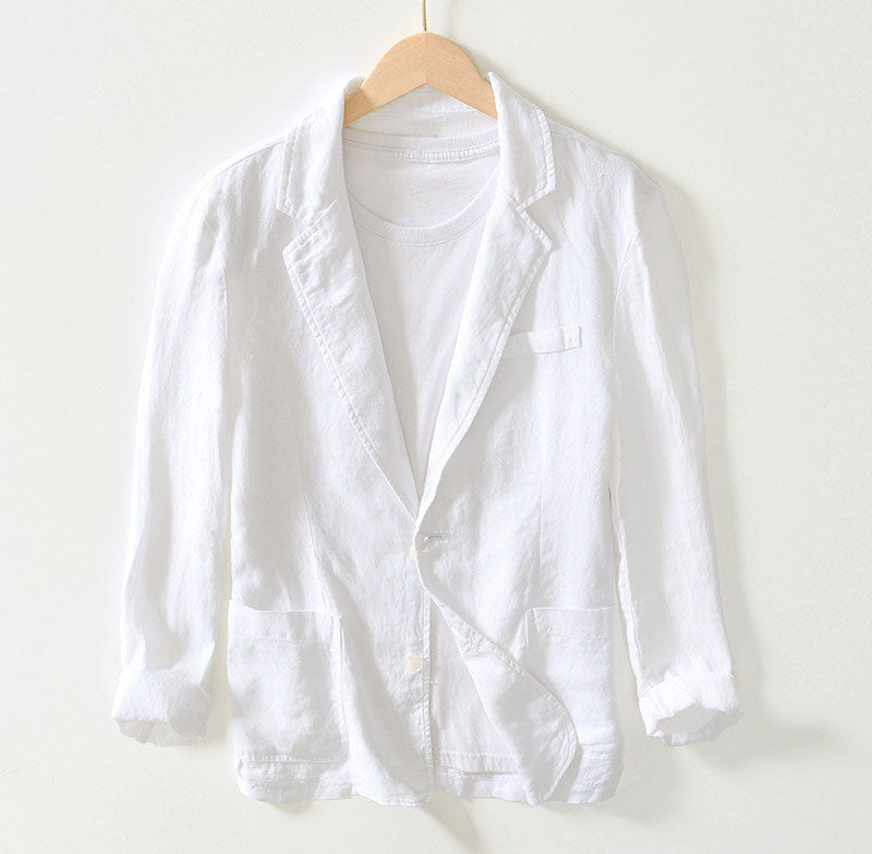 Hendrix - Men's Linen Blazer with Notch Lapel and Button Front