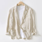 Hendrix - Men's Linen Blazer with Notch Lapel and Button Front