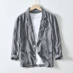 Hendrix - Men's Linen Blazer with Notch Lapel and Button Front