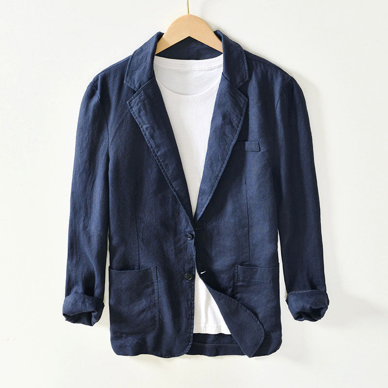 Hendrix - Men's Linen Blazer with Notch Lapel and Button Front