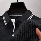 Henrik - Men's Waffle-Knit Polo with Contrast Tipped Collar
