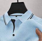 Henrik - Men's Waffle-Knit Polo with Contrast Tipped Collar