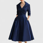 Ivy - Women's Wrap V-Neck A-Line with 3/4 Sleeves Dress