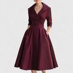 Ivy - Women's Wrap V-Neck A-Line with 3/4 Sleeves Dress